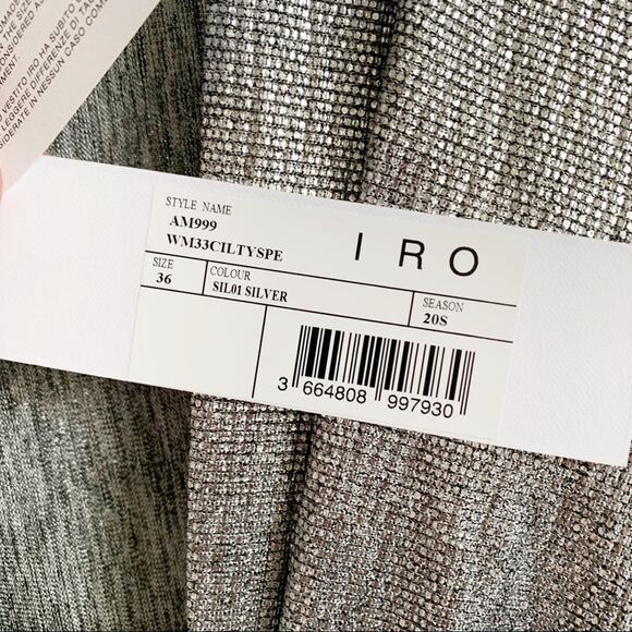 IRO Paris Cilty Silver Metallic Ruched Mini Dress NWT Small - Picture 8 of 9